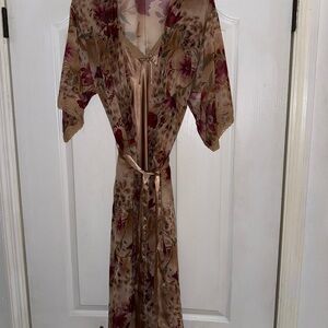 Cinema Etoile Vintage Satin Nightgown & Sheer Robe